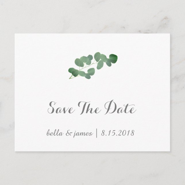Eukalyptus Bröllop Save The Date Postkort Meddelande Vykort (Framsida)