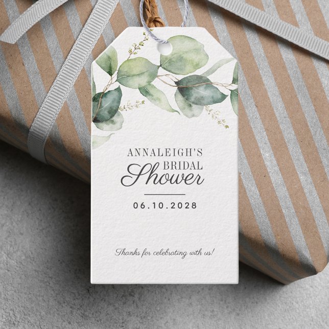 Eukalyptus Bröllopsdusch Tack Present Presentetikett (Eucalyptus Greenery Bridal Shower Gift Tag)