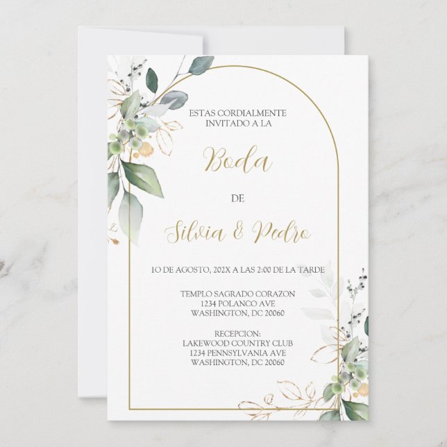 Eukalyptus bröllopsinbjudan inbjudningar (Framsida)