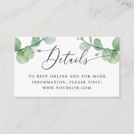 Eukalyptus Bröllopsinsats | Grönska Detaljer + QR Tilläggskort