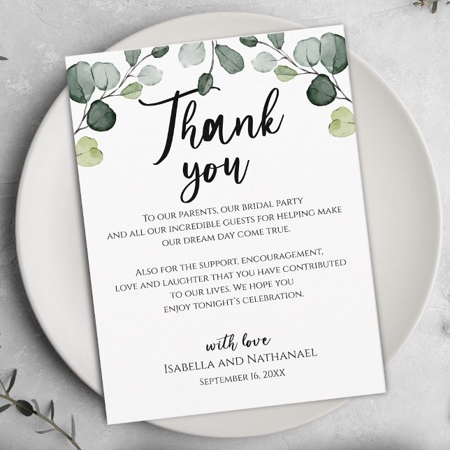 Eukalyptus bröllopsmottagning kort (Rustic Eucalyptus Wedding Reception Card)