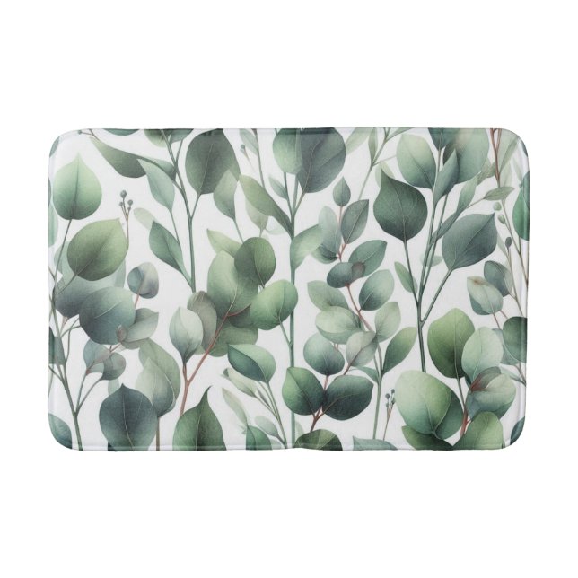 Eukalyptus Dämpade Gröna Blad  Badrumsmatta (Framsidan)