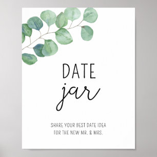 Eukalyptus dejideer. Datum burk bröllopsspel Poster