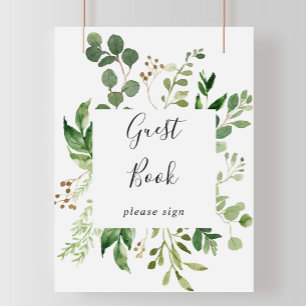 Eukalyptus Enkel Brun Blommig Gästboksskylt Poster