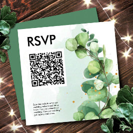 Eukalyptus enkel grönska qr-kod rsvp bröllop tilläggskort