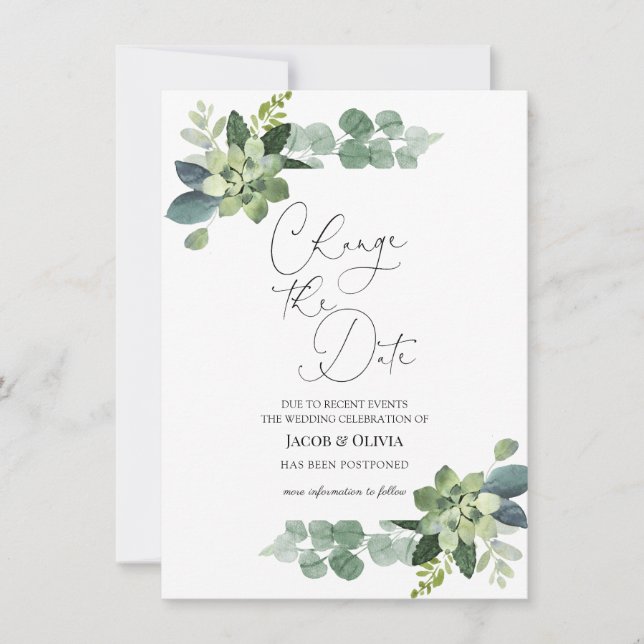 Eukalyptus Försenad Bröllopsinbjudan Inbjudningar (Framsida)