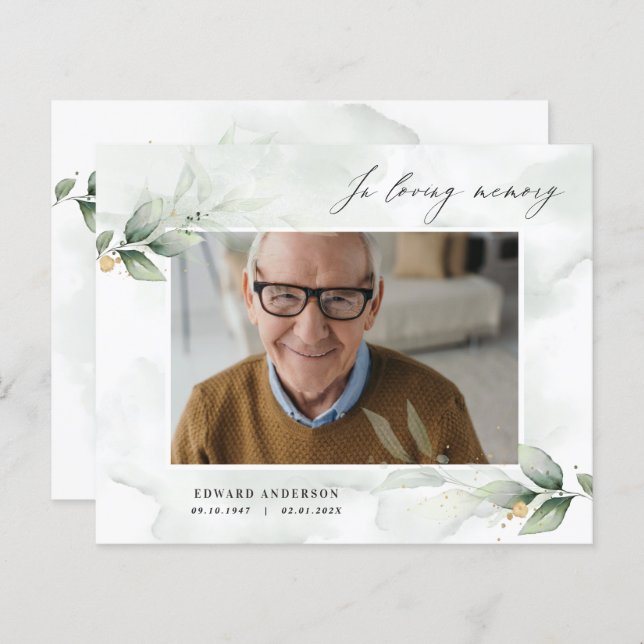 Eukalyptus foto elegant minnesgudstjänst begravnin (Fram/baksida)