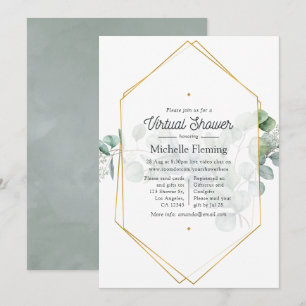 Eukalyptus Geometrisk Virtuell Bebis Baby Shower Inbjudningar