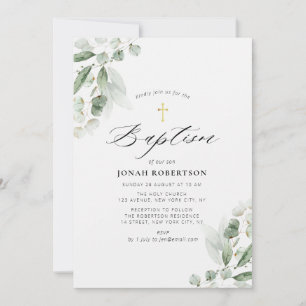 eukalyptus greenery guld baptism inbjudningar