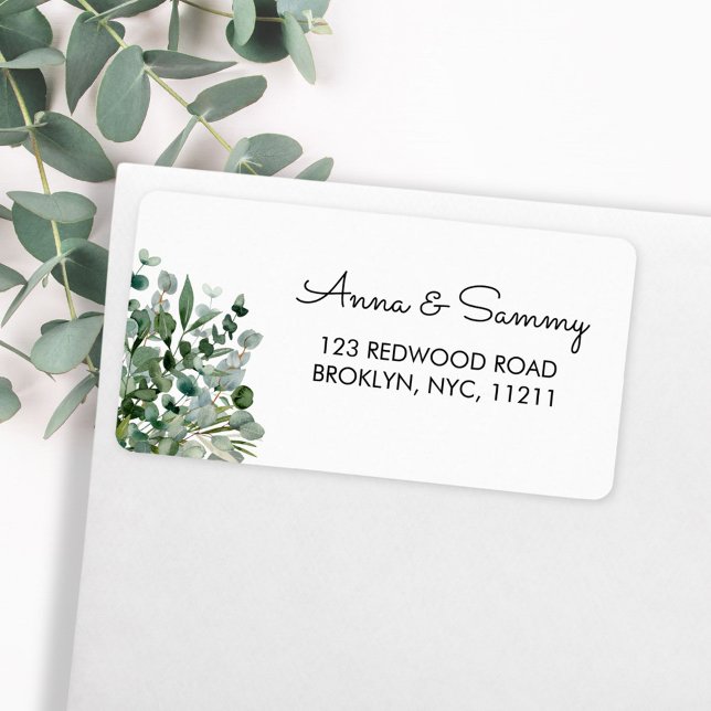 Eukalyptus Gröna Blad Foliage Adress Adressetikett (In situ envelope)