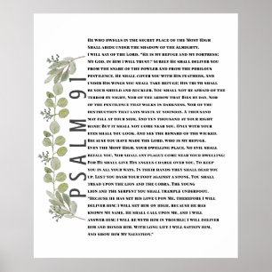 Eukalyptus Grönska Bibel Konst Psalm 91 Affisch