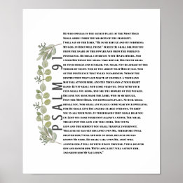 Eukalyptus Grönska Bibel Konst Psalm 91 Skrift Poster