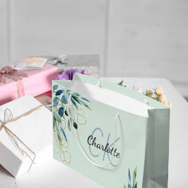 Eukalyptus grönska bladmonogram initialer