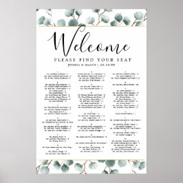 Eukalyptus grönska bröllop placeringskarta skylt