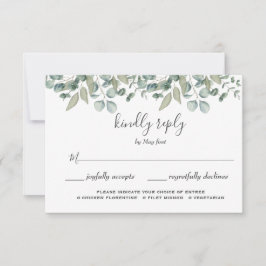 Eukalyptus Grönska Bröllopsmåltid Val RSVP OSA Kort