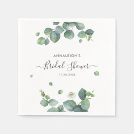 Eukalyptus Grönska Elegant Bröllopsdusch Papper Pappersservett