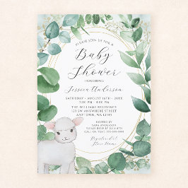 Eukalyptus Grönska Lamm Babyshower Inbjudningar