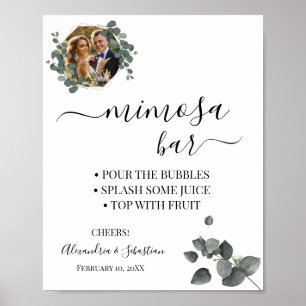 Eukalyptus Grönska Mimosa Bar Bröllopsdusch Skylt
