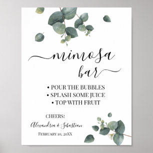 Eukalyptus Grönska Mimosa Bar Bröllopsdusch Skylt