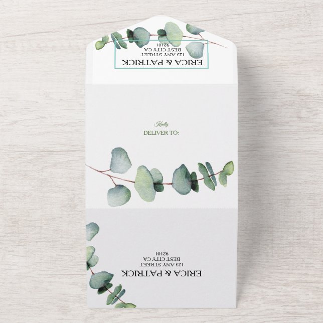 Eukalyptus Grönska Minimalistisk Bröllop (Utsida)