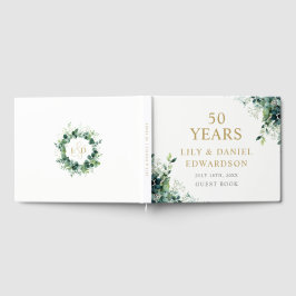 Eukalyptus Grönska Monogram 50-årsjubileum Gästböcker
