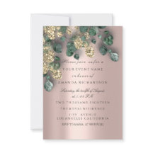 Eukalyptus Grönska Rose Guld Glitter Folier