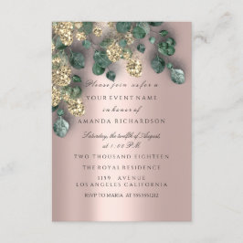 Eukalyptus Grönska Rose Guld Glitter Folier Inbjudningar