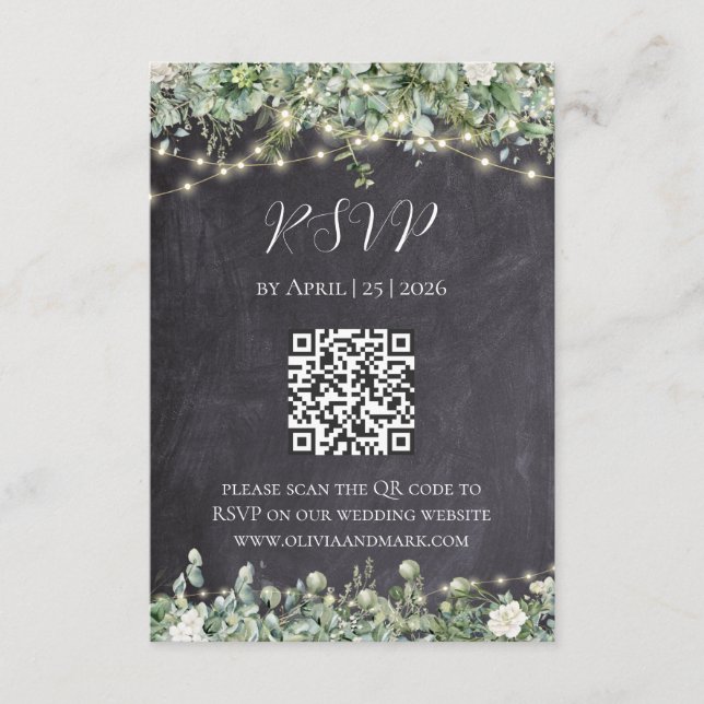 Eukalyptus Grönska RSVP-kort | Rustik Botanisk Tilläggskort (Framsida)