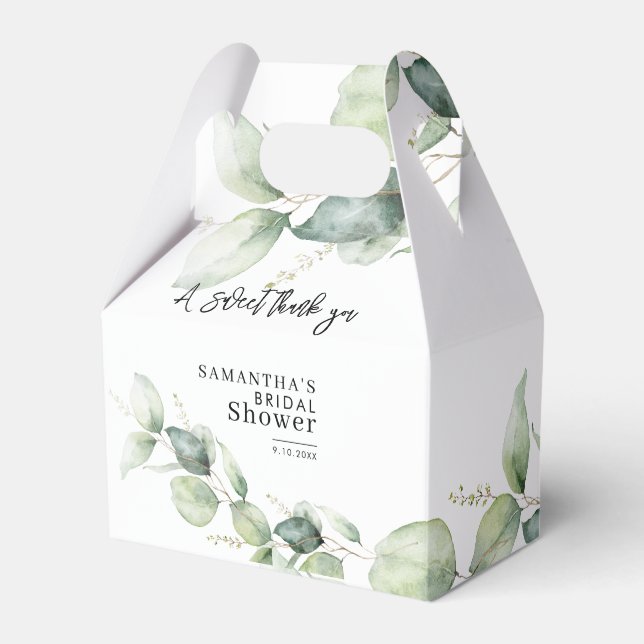 Eukalyptus Grönska Söt Tack Bröllopsfest Presentaskar (Framsidan Sidan)