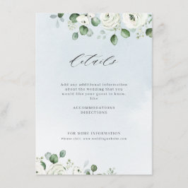 Eukalyptus grönska vit blomster rustik bröllop tilläggskort
