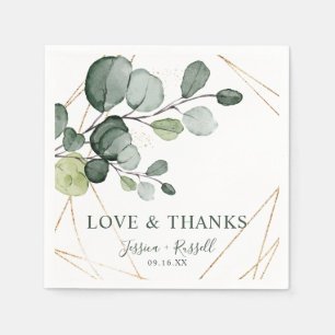 Eukalyptus Guld Abstrakt Kärlek och Tacksamhet Pap Pappersservett