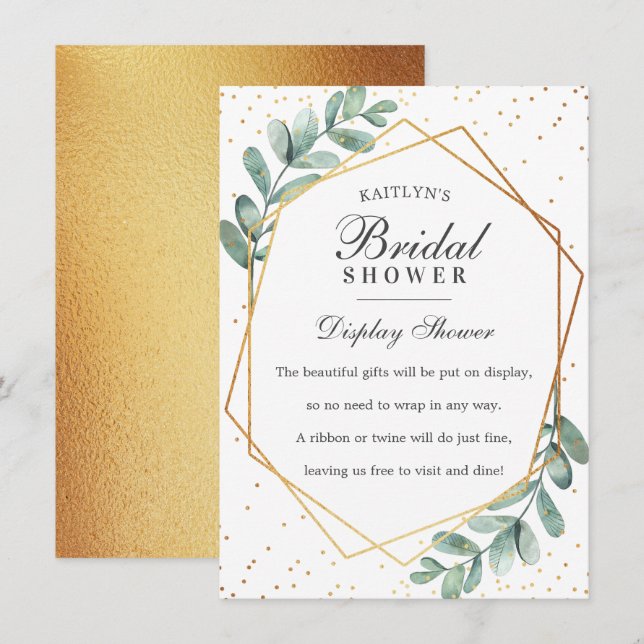 Eukalyptus Guld Geometrisk Bröllopsdusch Tilläggskort (Fram/baksida)