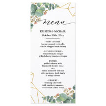 Eukalyptus Guld Geometrisk Form Bröllopsmeny