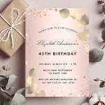 eukalyptus gyden ro inbjudningar<br><div class="desc">En ,  ro guld,  övertoningsbakgrund som dekoreras med guldeukalyptus och faux glitter,  gnistor. Personalisera och närmare uppgifter om namn och party. Svart färgad brev.</div>