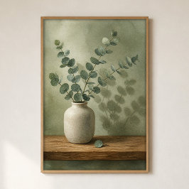 Eukalyptus i en stengodsvas vattenfärgposter poster