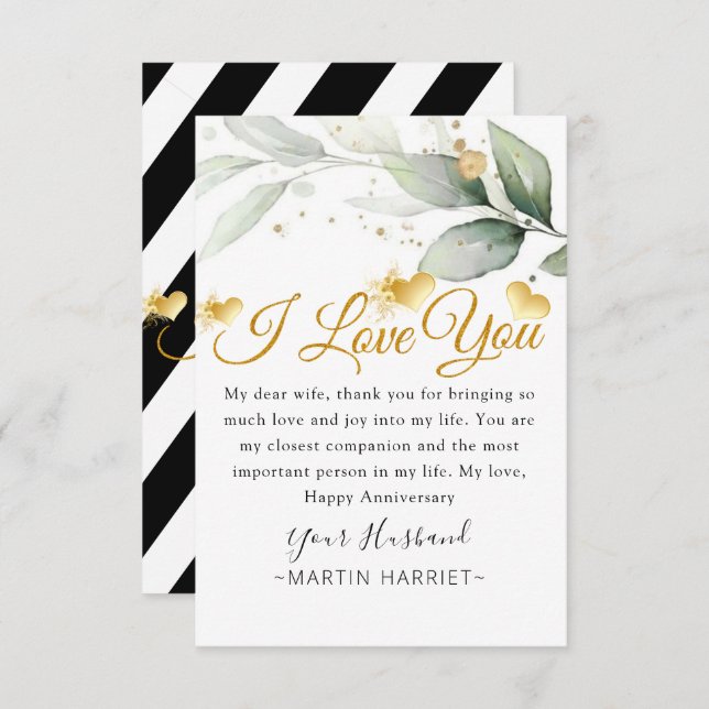 Eukalyptus jag älskar dig årsdagskort till fru tack kort (Fram/baksida)