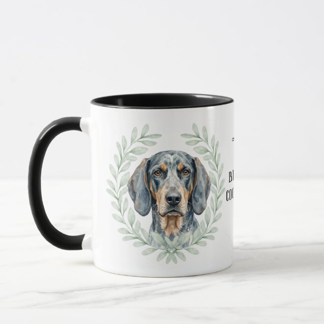 Eukalyptus Krans Bluetick Coonhound Monogram Mugg (Vänster)