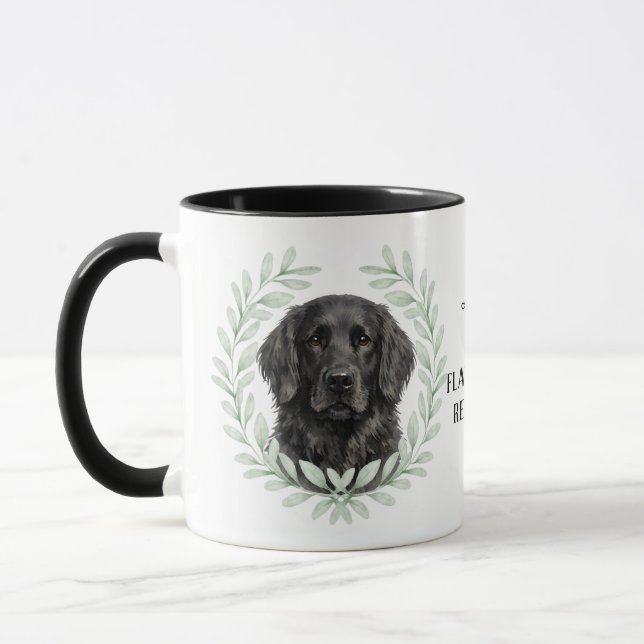 Eukalyptus Krans Flat Coated Retriever Monogram Mugg (Vänster)