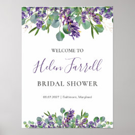 Eukalyptus Lavendel Blommor Bröllopsdusch skylt