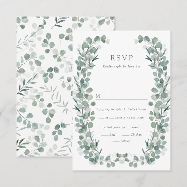 Eukalyptus Måltider RSVP-kort OSA Kort (Fram/baksida)