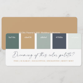 Eukalyptus Marinblå & Guld Bröllop Färgpalett Kort