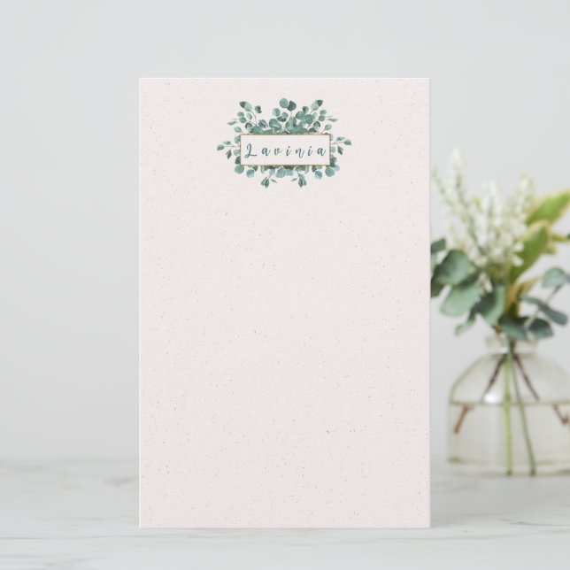 Eukalyptus Monogram Papper (Stående Fram)