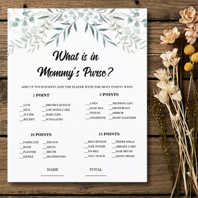 Eukalyptus Mummas handväska Baby Shower Lek (Skapare uppladdad)