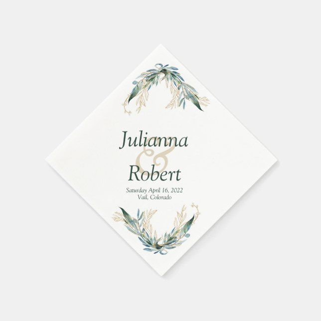 Eukalyptus och guld blöjor pappersservett (Hörn)