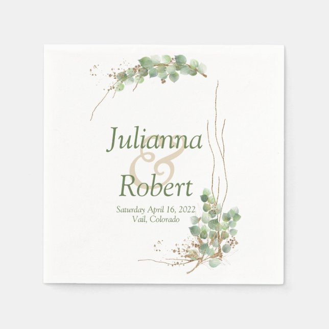 Eukalyptus och guld blöjor pappersservett (Framsidan)