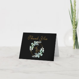 Eukalyptus och guld på den svarta personligen bröl tack kort