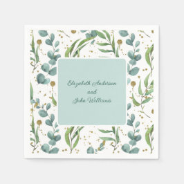 Eukalyptus och Guld par Bröllop Pappersservett