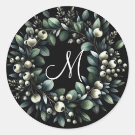 Eukalyptus och snöbär Vattenfärg Runt Klistermärke