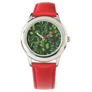 Eukalyptus på mörk grönt armbandsur