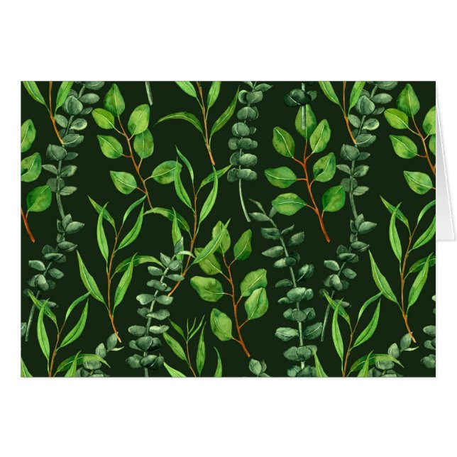 Eukalyptus på mörk grönt hälsningskort (Framsidan Horizontal)